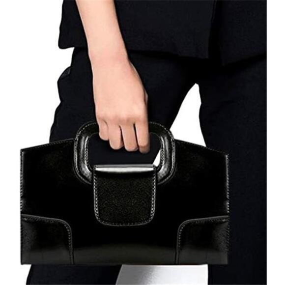 Women Flap Tote Top Handbags PU Leather Black - Picture 2 of 6